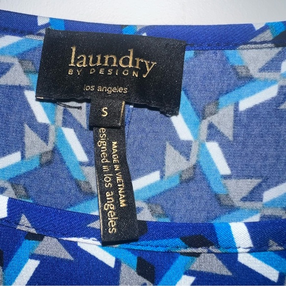 Laundry by Shelli Segal Blue Geometric Long-Sleeve Shift Dress size SMALL - Picture 6 of 11